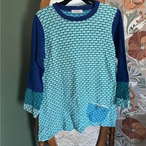 Margaret Winters Textured Jacquard Knit Tunic Sweater Eclectic Boho Art to Wear